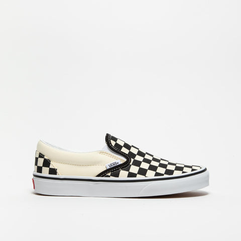CLASSIC SLIP ON CHECKERBOARD WHITE SNEAKERS UNISEX IN TESSUTO