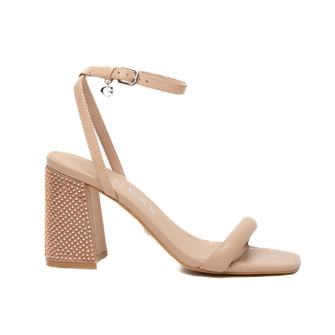 SANDALO BEIGE DONNA IN PELLE CON MICRO-BORCHIE