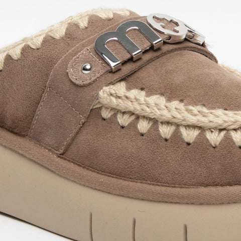 BOUNCE CLOG METAL LOGO GREY SABOT DONNA IN PELLE