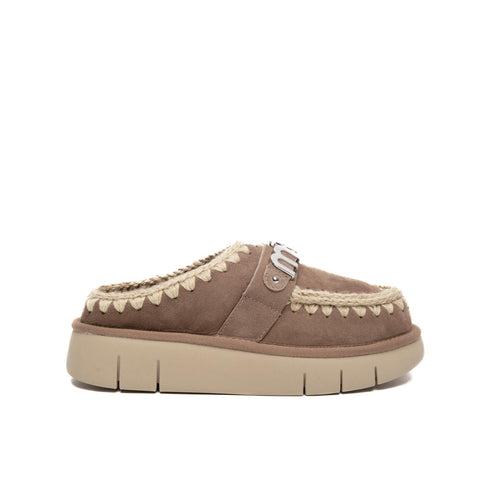 BOUNCE CLOG METAL LOGO GREY SABOT DONNA IN PELLE