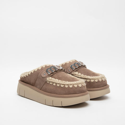 BOUNCE CLOG METAL LOGO GREY SABOT DONNA IN PELLE