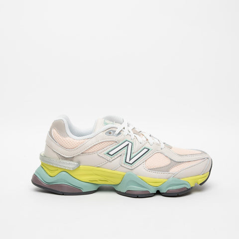 U9060GCB BEIGE/ROSA PESCA/VERDE SNEAKERS DONNA IN PELLE E TESSUTO