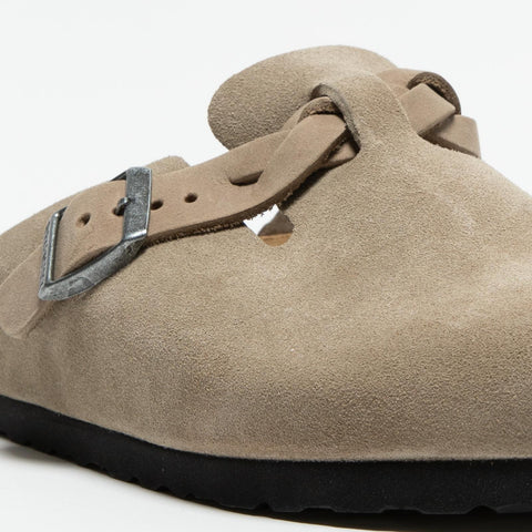 BOSTON BRAIDED TAUPE SABOT DONNA IN PELLE