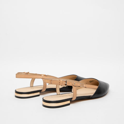 SLINGBACK BLACK DONNA IN PELLE