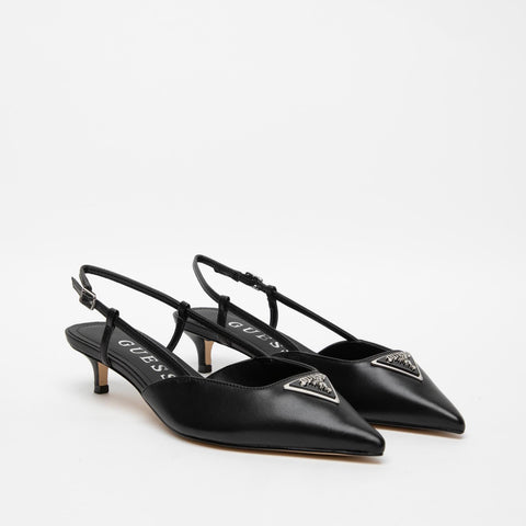SLINGBACK NERO DONNA IN PELLE