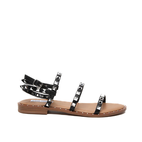 SANDALO NERO DONNA IN SIMILPELLE CON BORCHIE