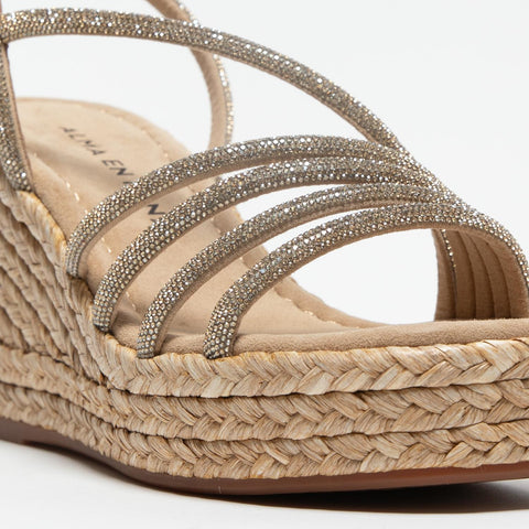 V2551274 SANDALO BEIGE DONNA IN PELLE CON STRASS