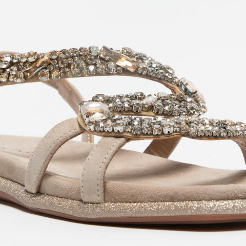 V251605 SUEDE VISION SANDALO DONNA IN PELLE CON PIETRE
