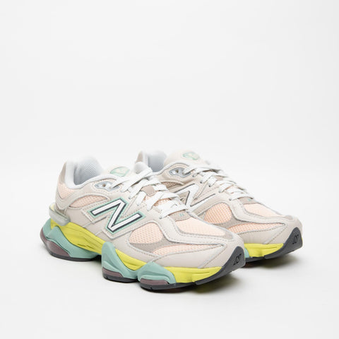 U9060GCB BEIGE/ROSA PESCA/VERDE SNEAKERS DONNA IN PELLE E TESSUTO