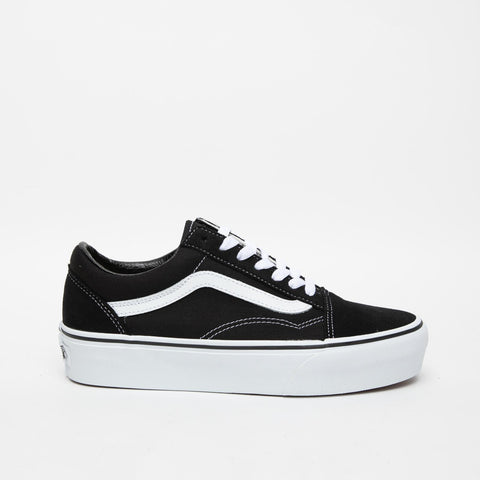 OLD SKOOL PLATFORM BLACK/WHITE WOMEN'S SNEAKERS IN LEATHER AND FABRIC