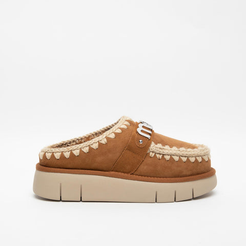 BOUNCE CLOG METAL LOGO COGNAC SABOT DONNA IN PELLE