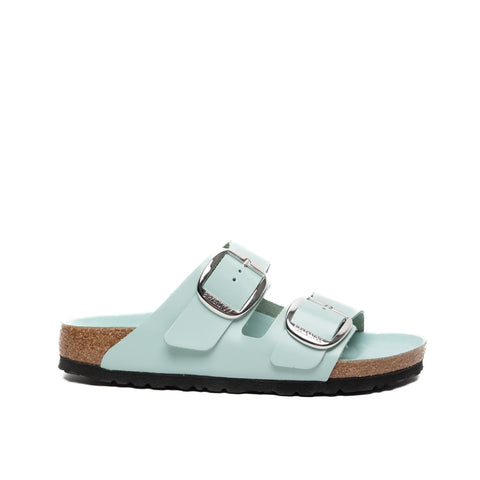 ARIZONA BIG BUCKLE HIGH-SHINE SURF GREEN WOMEN'S SLIPPERS IN LACQUERED LEATHER