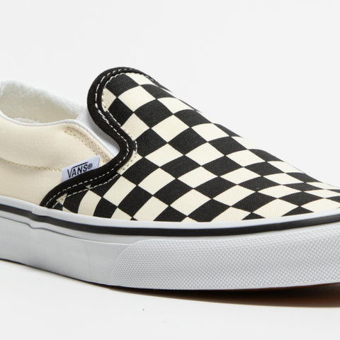 CLASSIC SLIP ON CHECKERBOARD WHITE SNEAKERS UNISEX IN TESSUTO
