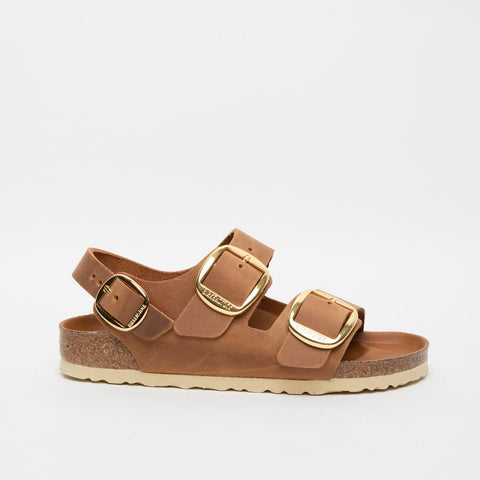 MILANO BIG BUCKLE COGNAC WOMEN'S LEATHER SANDAL