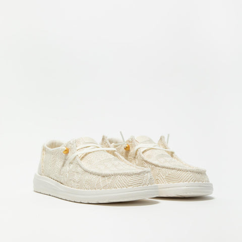 WENDY CROCHET LACE WHITE GOLD SNEAKERS DONNA IN TESSUTO