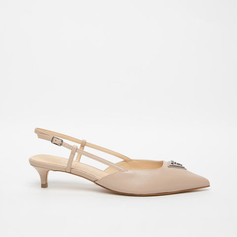 SLINGBACK BEIGE DONNA IN PELLE