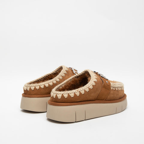 BOUNCE CLOG METAL LOGO COGNAC SABOT DONNA IN PELLE