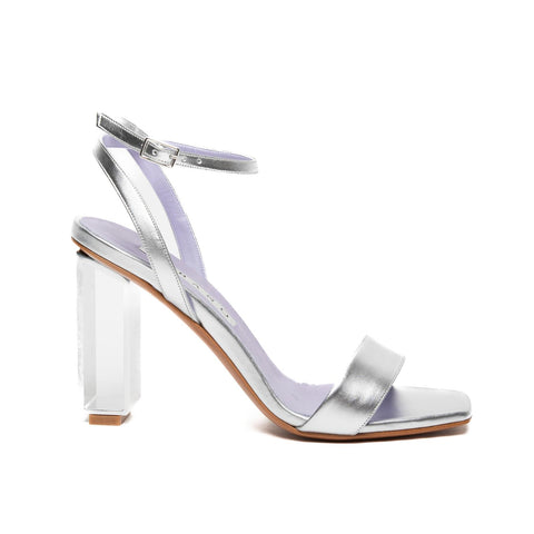 SANDALO ARGENTO DONNA IN SIMILPELLE