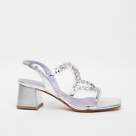 SANDALO ARGENTO DONNA IN PLEXIGLASS CON PIETRE
