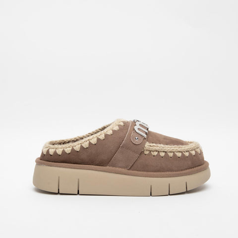 BOUNCE CLOG METAL LOGO GREY SABOT DONNA IN PELLE