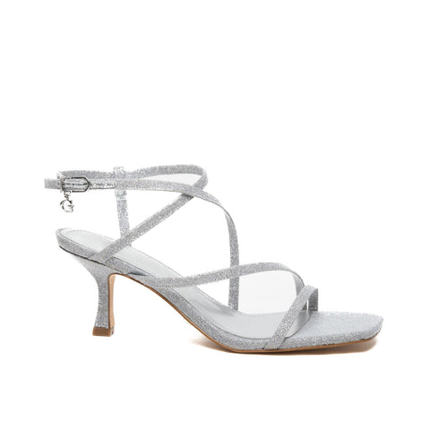SANDALO ARGENTO DONNA IN TESSUTO GLITTER