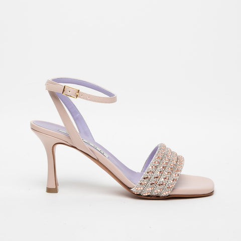 SANDALO ROSA CIPRIA DONNA IN SIMILPELLE CON STRASS