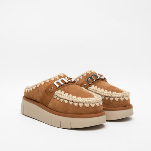 BOUNCE CLOG METAL LOGO COGNAC SABOT DONNA IN PELLE