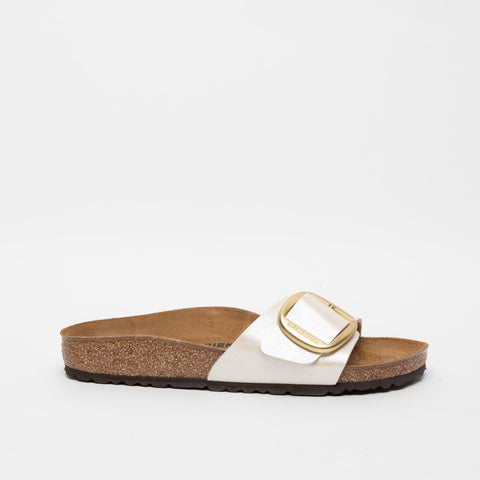 MADRID BIG BUCKLE GRACEFUL PEARL WHITE WOMEN'S SLIPPERS IN BIRKO-FLOR
