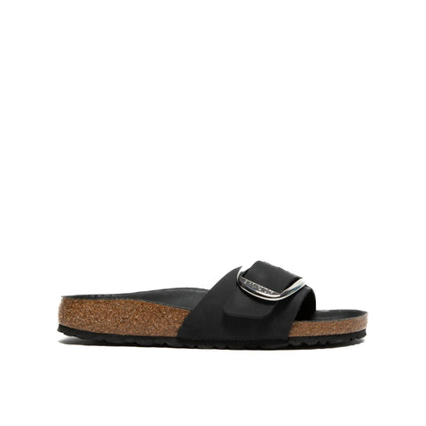 MADRID BIG BUCKLE BLACK CIABATTA DONNA IN PELLE