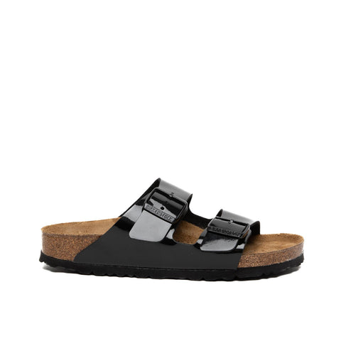 ARIZONA BLACK PATENT WOMEN'S SLIPPERS IN PAINTED BIRKO-FLOR