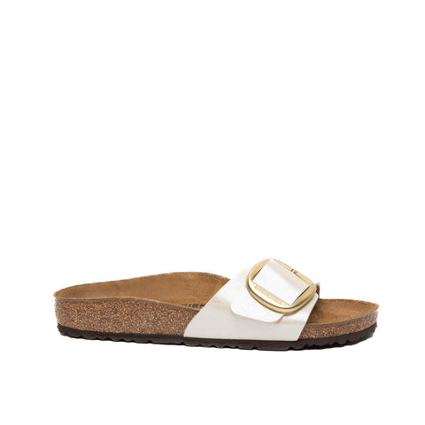 MADRID BIG BUCKLE GRACEFUL PEARL WHITE WOMEN'S SLIPPERS IN BIRKO-FLOR