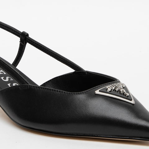 SLINGBACK NERO DONNA IN PELLE