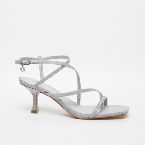 SANDALO ARGENTO DONNA IN TESSUTO GLITTER