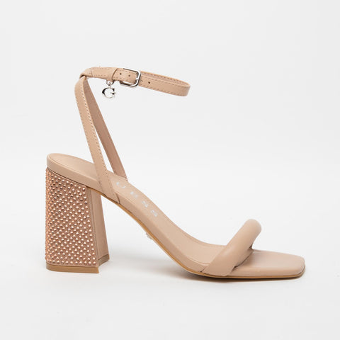 SANDALO BEIGE DONNA IN PELLE CON MICRO-BORCHIE