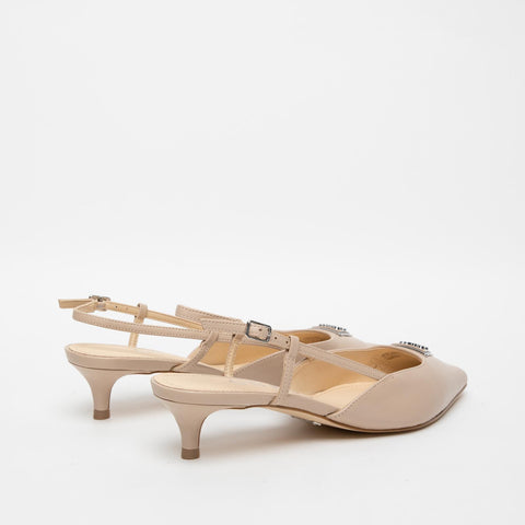 SLINGBACK BEIGE DONNA IN PELLE