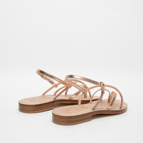 SANDALO RAME DONNA IN PELLE E STRASS