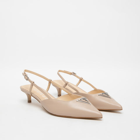 SLINGBACK BEIGE DONNA IN PELLE