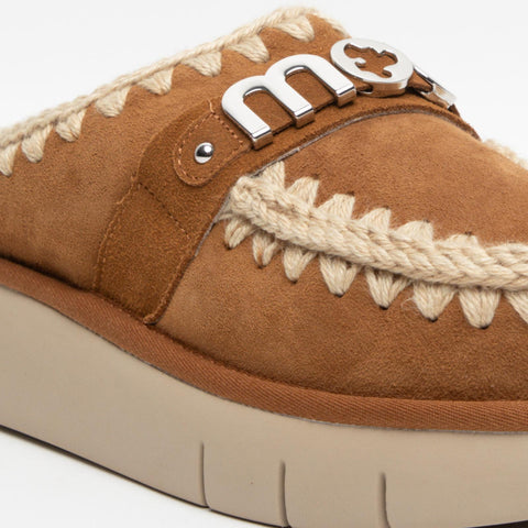 BOUNCE CLOG METAL LOGO COGNAC SABOT DONNA IN PELLE