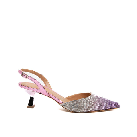 SLINGBACK FUXIA DONNA IN PELLE E STRASS