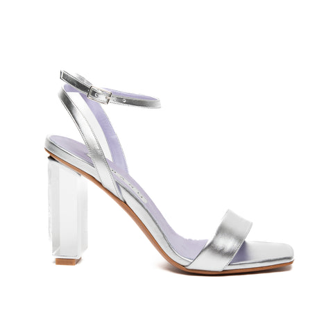 WOMEN'S SILVER SANDAL IN IMITATION LEATHER