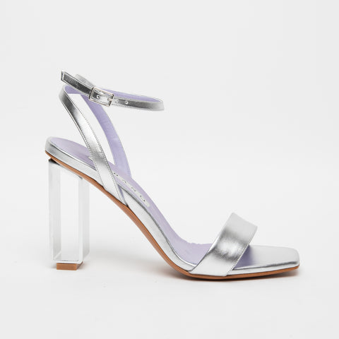WOMEN'S SILVER SANDAL IN IMITATION LEATHER