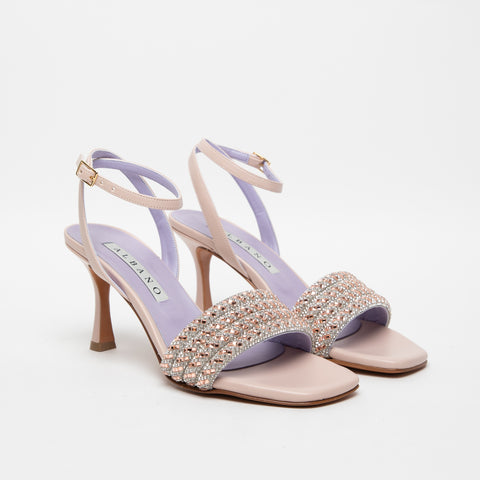 SANDALO ROSA CIPRIA DONNA IN SIMILPELLE CON STRASS