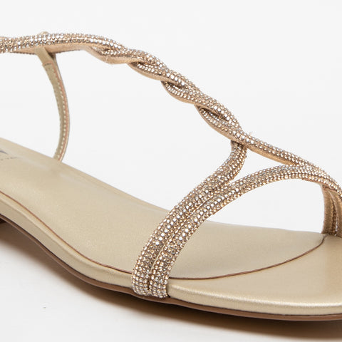 SANDALO PLATINO DONNA IN TESSUTO CON STRASS