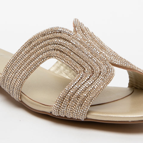 CIABATTA PLATINO DONNA IN TESSUTO CON STRASS