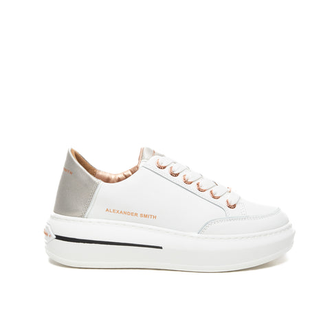 LANCASTER WHITE WOMEN'S LEATHER SNEAKERS