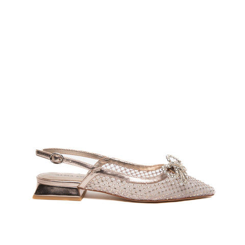 SLINGBACK BRONZO DONNA IN TESSUTO CON STRASS