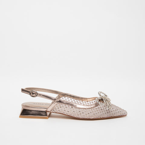 SLINGBACK BRONZO DONNA IN TESSUTO CON STRASS