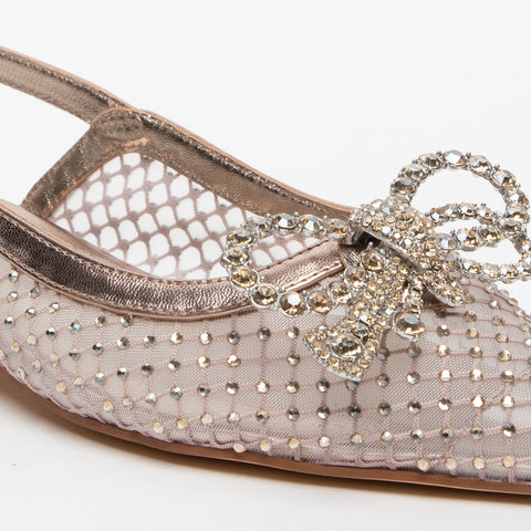 SLINGBACK BRONZO DONNA IN TESSUTO CON STRASS