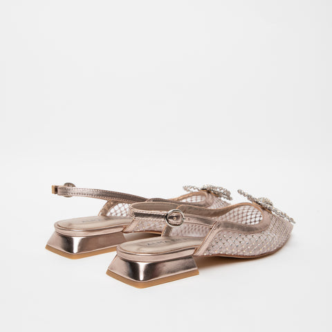 SLINGBACK BRONZO DONNA IN TESSUTO CON STRASS