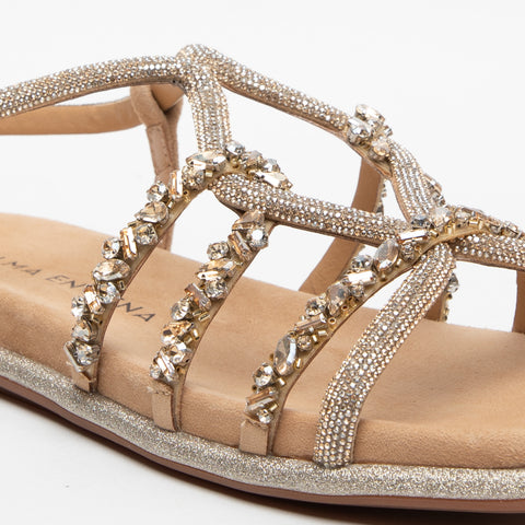 SANDALO BEIGE DONNA IN STRASS